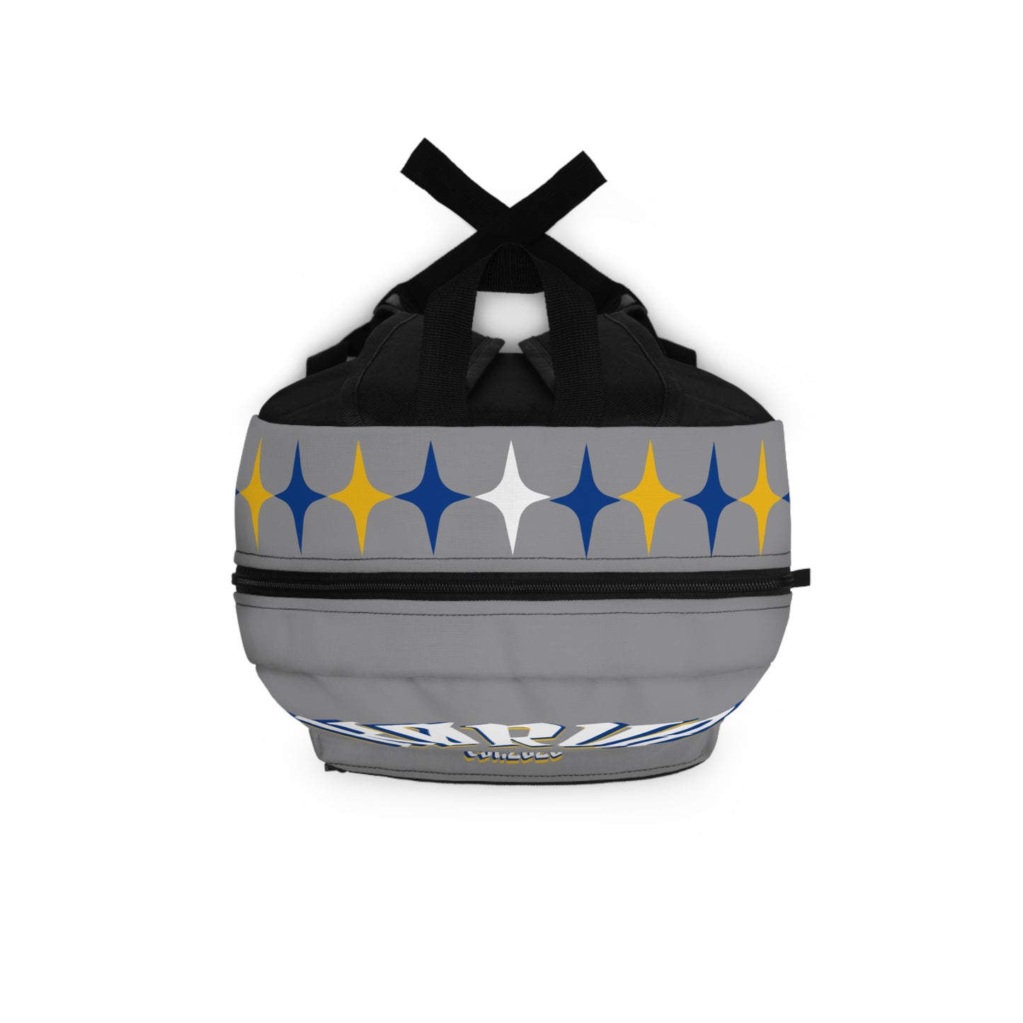 Karua Gray & Gold Logo Backpack — Stylish School & Travel Daypack