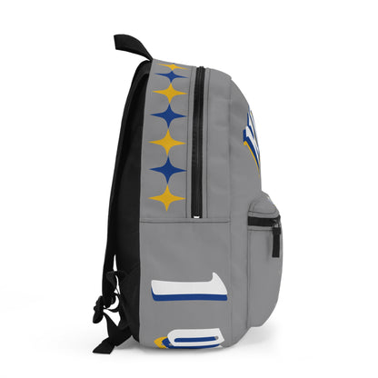 Karua Gray & Gold Logo Backpack — Stylish School & Travel Daypack