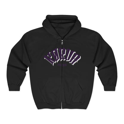 KORVA "Brightness Ater Dark" Full zip hoodie.