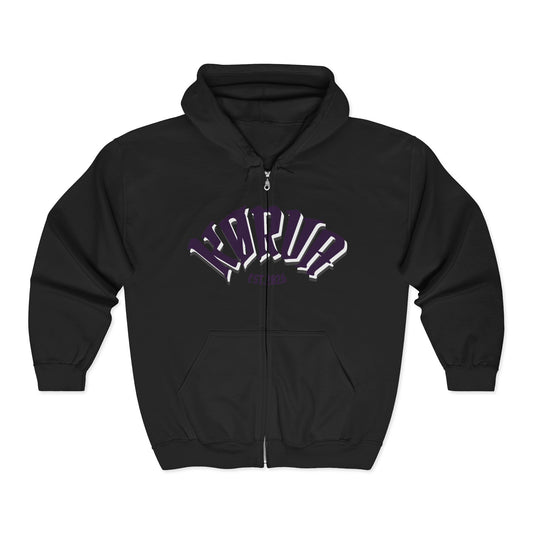 KORVA "Brightness Ater Dark" Full zip hoodie.