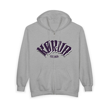 KORVA "Brightness Ater Dark" Full zip hoodie.