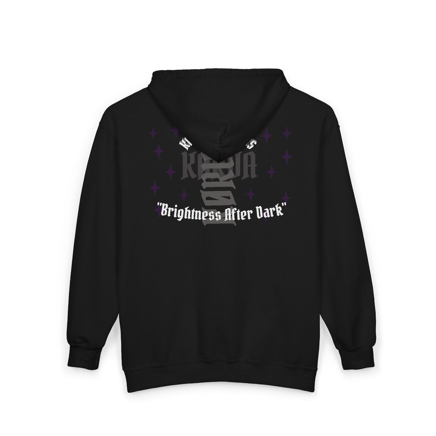 KORVA "Brightness Ater Dark" Full zip hoodie.